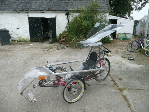 Trike with fairing open